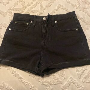 Madewell Black Denim Cuff-Off High-Rise Shorts Size 25